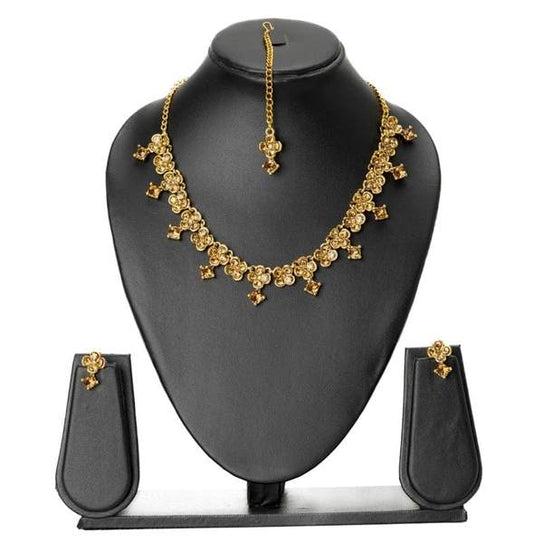 Shimmering Golden Traditional Necklaces Set