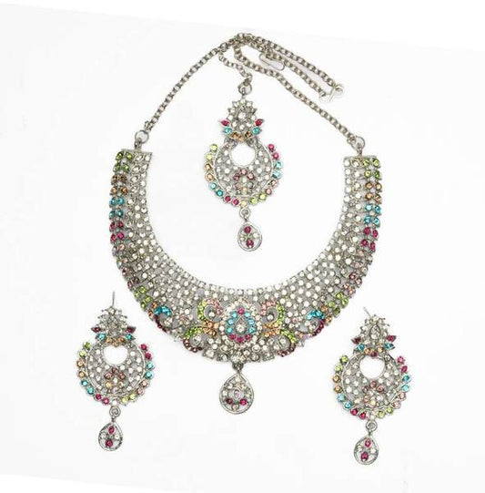 Beautiful Traditional Necklace set for Women and Girls (White & Multicolor)