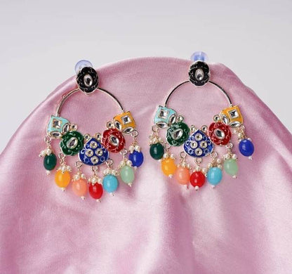 Jhumka Earrings for Beautiful Girls & Women (Black & Multicolor) 02