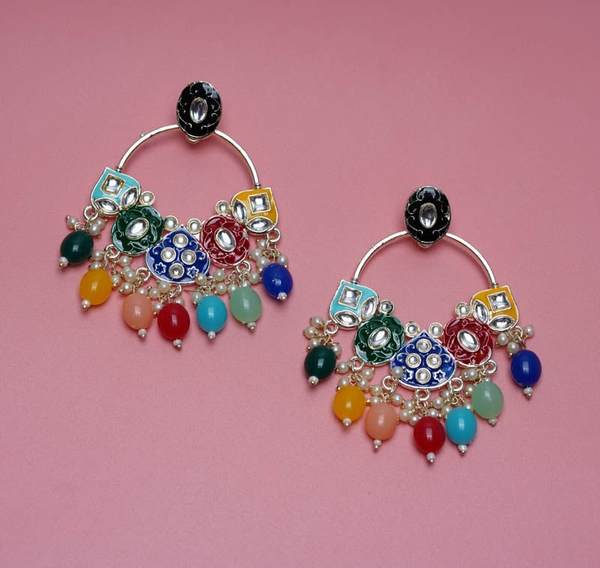 Jhumka Earrings for Beautiful Girls & Women (Black & Multicolor)