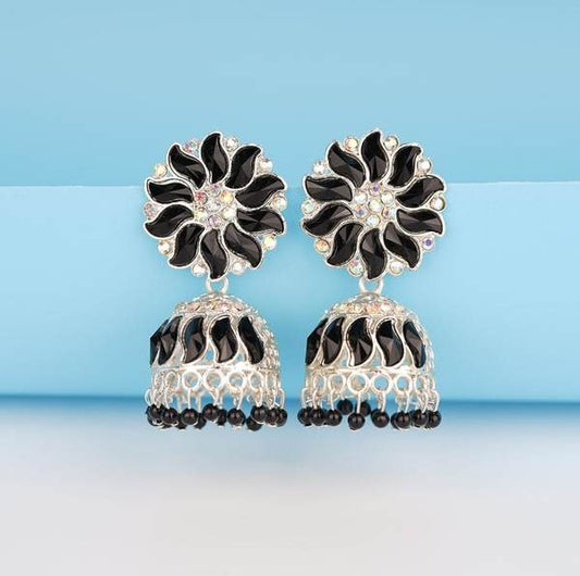 Fashion Traditional Silver-Plated Jhumka Earrings For Women