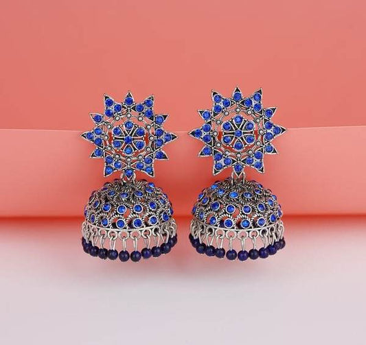 Blue Color Handcrafted Antique Oxidized Earrings