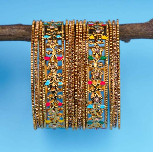 Antique Metal Bangle Oxidised Gold Plated for Women & Girls