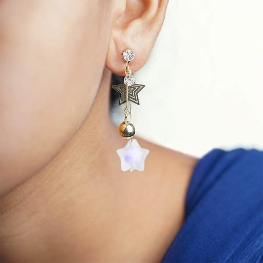 Stunning Purple & Silver Color Long Earrings for Fashionable Party Look