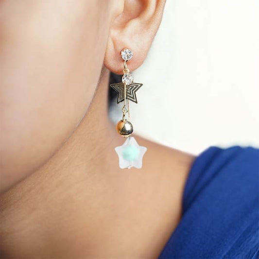 Stunning Surf & Silver Color Long Earrings for Fashionable Party Look