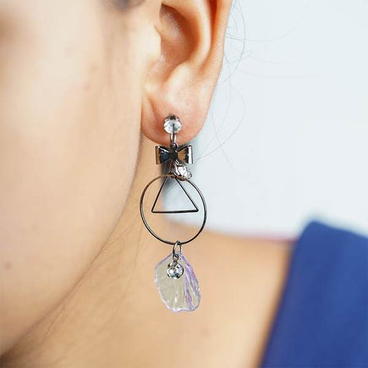 Black & Purple Color Light weight Stone Drop Earring for Women