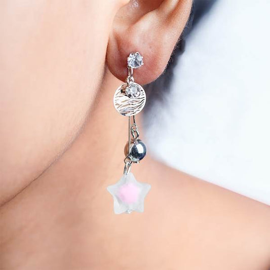 Long Earrings in Pink Color for Party Wear in Silver