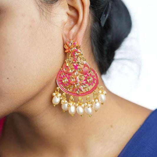 Rani Color Antique Kundan Earrings