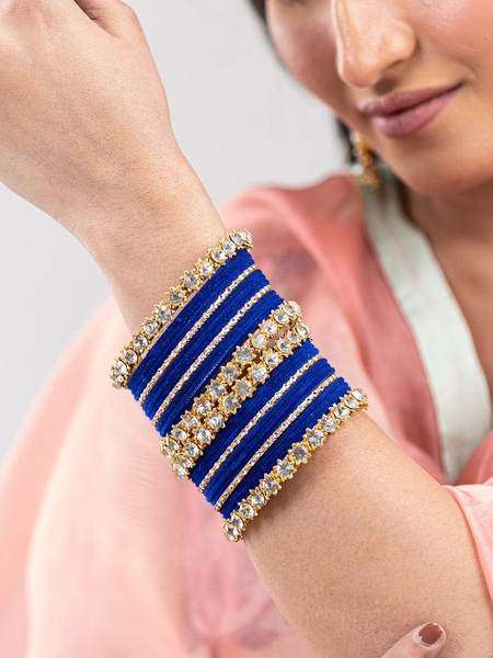 Premium Quality Stone Bangles Set for Women together in one hand 