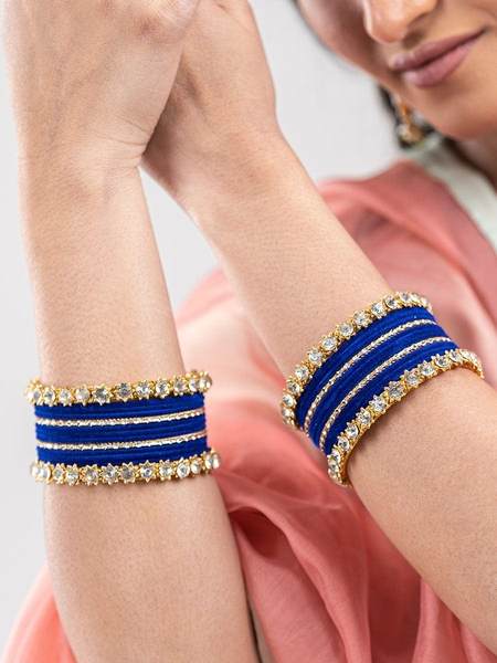 Premium Quality Stone Bangles Set for Women together in two hand 