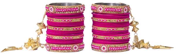 Rani and Gold Color Dulhan Bridal Bangles Set Both Hand 03