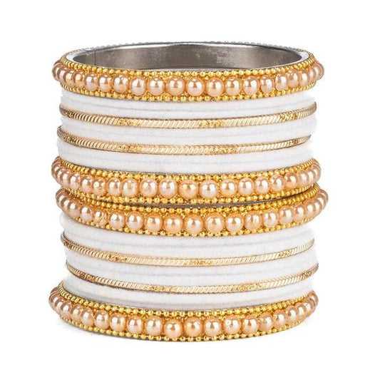 Artificial Gold Plated White Color Bangle Set for Women and Girls