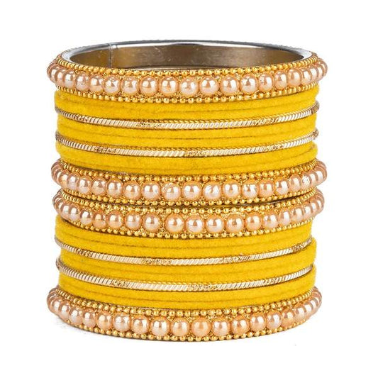 Artificial Gold Plated Yellow Color Bangle Set for Women and Girls