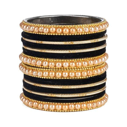Artificial Gold Plated Black Color Bangle Set for Women and Girls