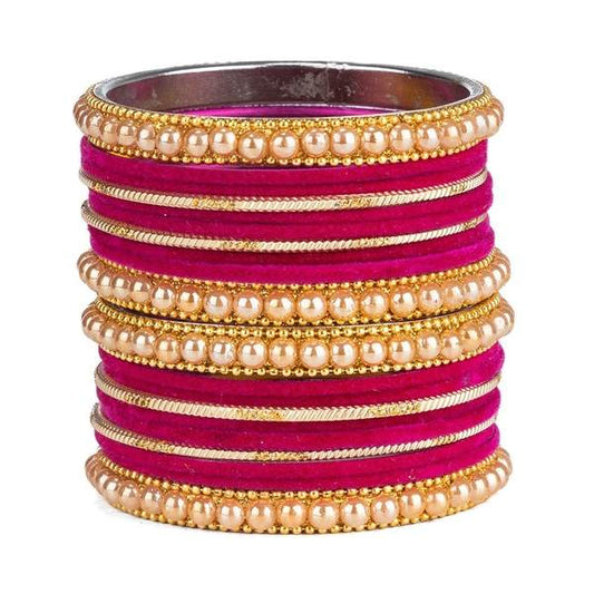 Artificial Gold Plated Rani Color Bangle Set for Women and Girls