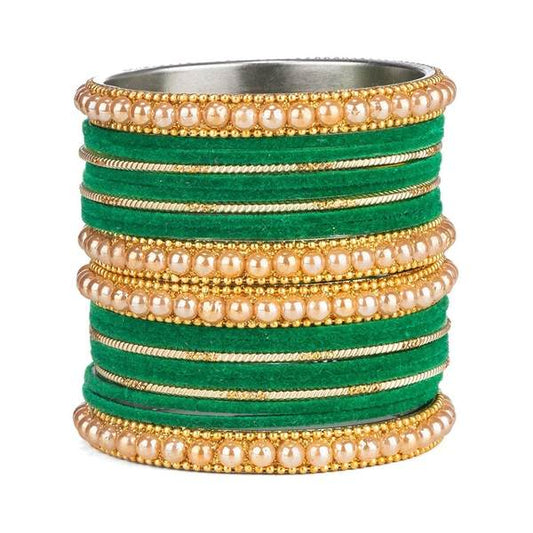 Artificial Gold Plated Green Color Bangle Set for Women and Girls