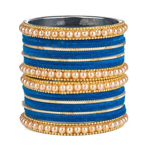 Artificial Gold Plated Firozi Color Bangle Set for Women and Girls