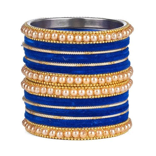 Artificial Gold Plated Blue Color Bangle Set for Women and Girls